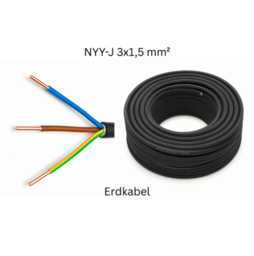 NYY-J Erdkabel 3x1,5 mm² starr